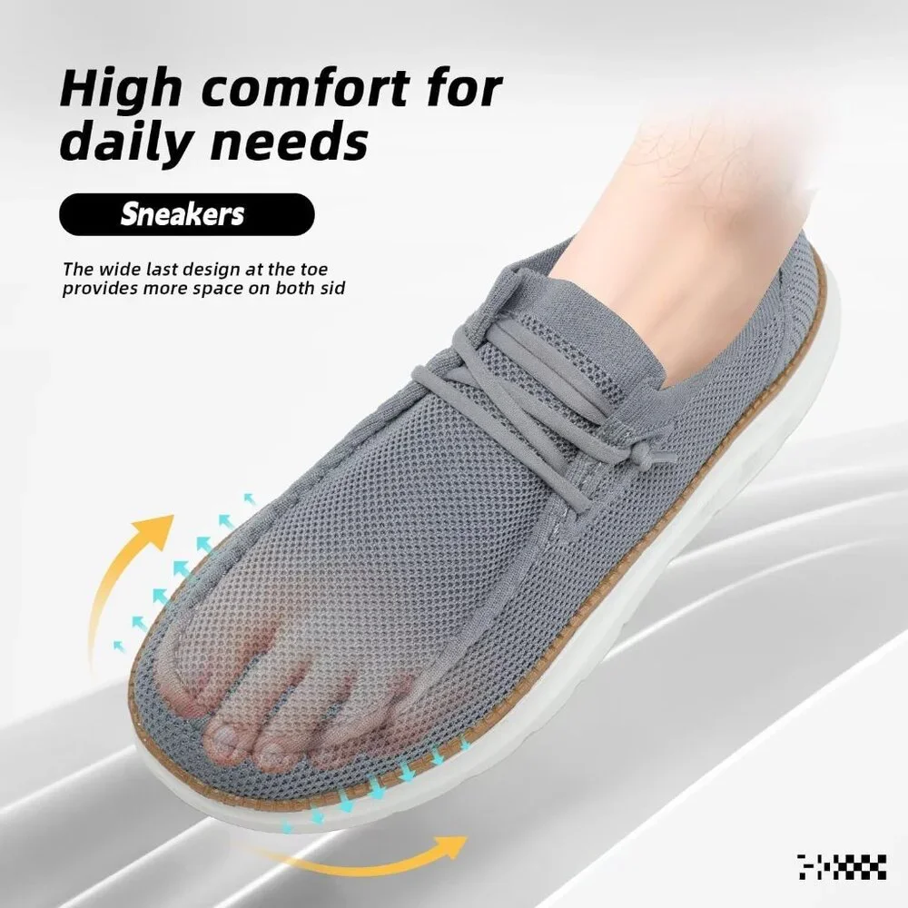 Men's Grey Loafers Shoes Casual Mesh Walking Boat Shoes Dress Sneakers